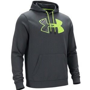 Under Armour Storm Big Logo Hoodie Men's Medium Gray Neon Yellow 2013 FW